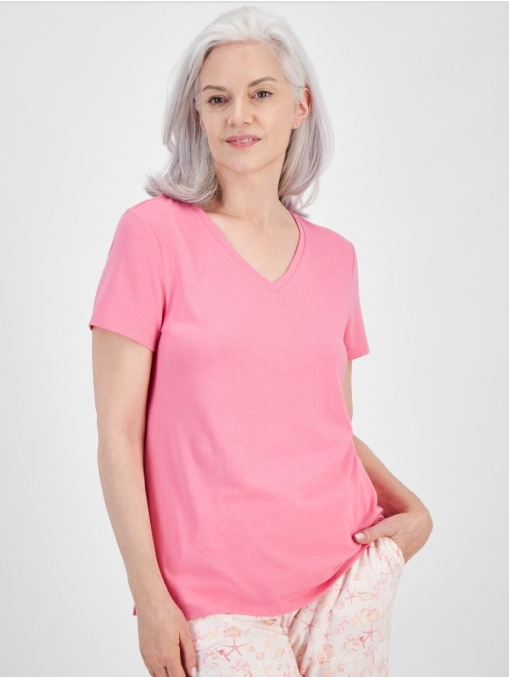 Charter Club Women's Solid V-Neck Short-Sleeve Sleepwear Top